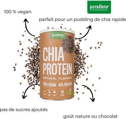 Produktbild Purasana Vegan protein CHIA NATURAL 40 % BIO (Neutral, 1 Stk., 400 g)