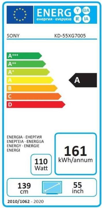 Energie-Label Sony KD55XG7005 (55", LCD, 4K, 2019)