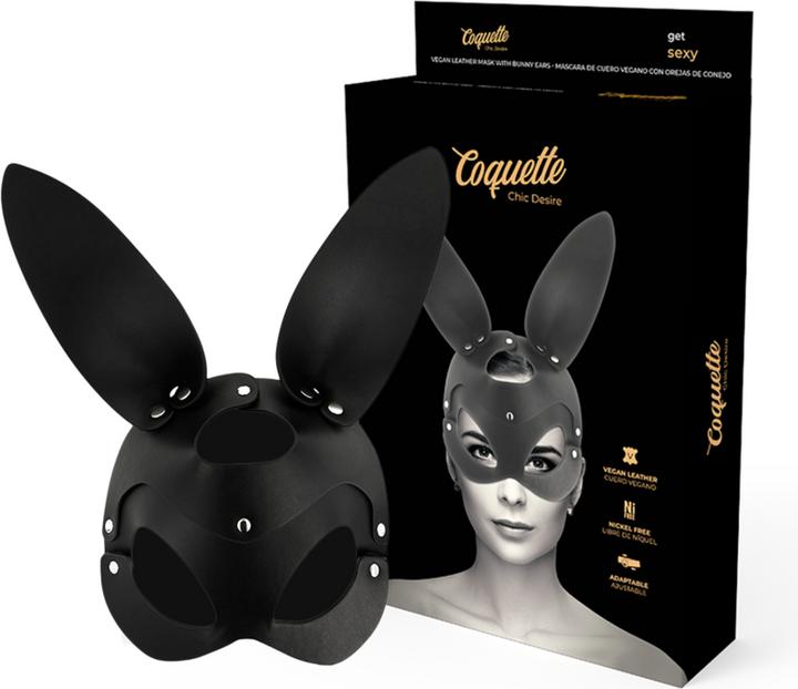 Actual product image Coquette Leather Mask with Rabbit/ Cat Ears (One size)