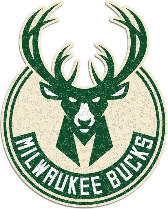 Actual product image Iconic NBA - Milwaukee Bucks - Logo - Wooden Puzzle Size M (270 pieces) (270 pieces)