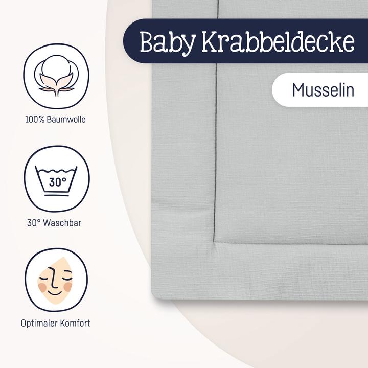 Produktbild Julius Zöllner Krabbeldecke Musselin, Grau