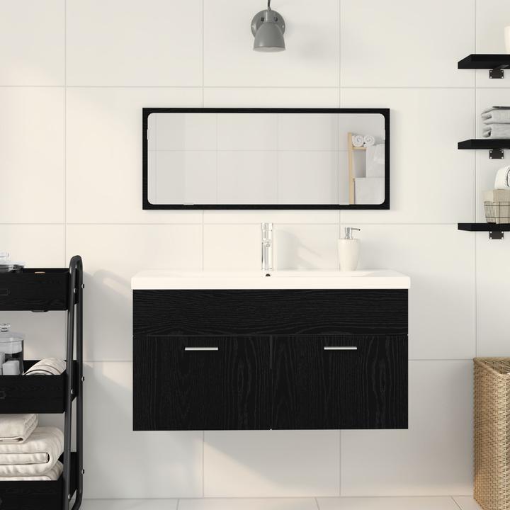Immagine prodotto VidaXL Set di 2 mobili da bagno in rovere nero, legno ingegnerizzato e vetro