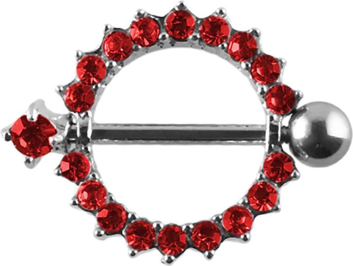 Produktbild Star Piercing Barbell Kristallkranz rot (ohne Messing, Chirurgenstahl 316L)