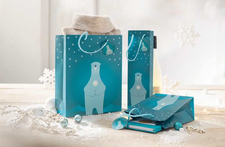 Immagine prodotto Sigel Sacchetto regalo di Natale ""Orso polare con candela"", grande Sacchetto regalo in carta, 157 g/mq (Borsa da regalo, 1 x)