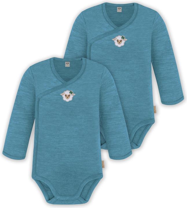 Produktbild Normani 2er Pack Doppelpack Baby-Body Merino Wickelbody Bodysuit Langarm - 9343 (62)