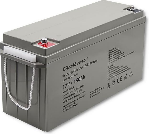 Actual product image Qoltec AGM battery | 12V | 150Ah | max. 2250A (12 V, 150 Ah)