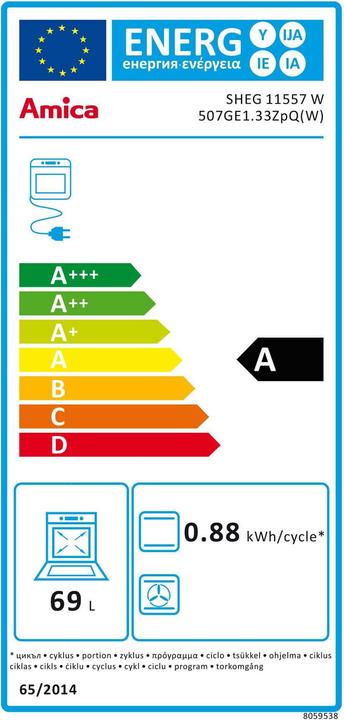 Energy Label Amica Gas stove SHEG 11557 W