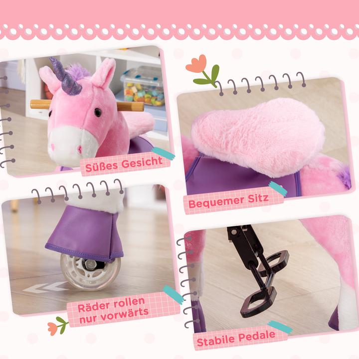 Produktbild Homcom Schaukelpferd Einhorn mit Rollen und Pedalen
