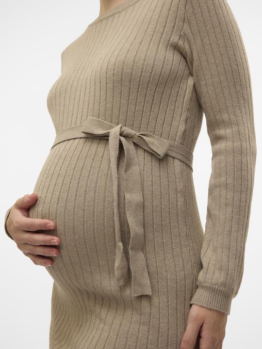 Produktbild Mamalicious Normal geschnitten Rundhals Gerippte Ärmelbündchen Ballonärmel Kurzes Kleid Strickkleid (XL)