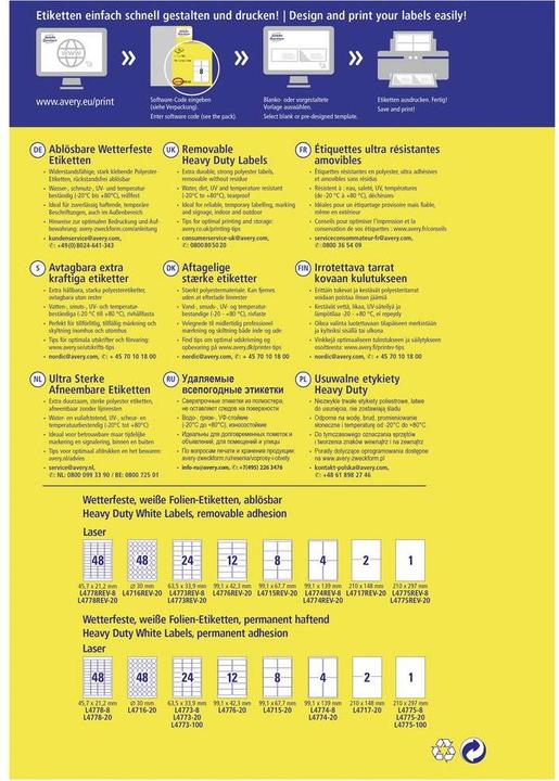 Actual product image Avery Weatherproof labels