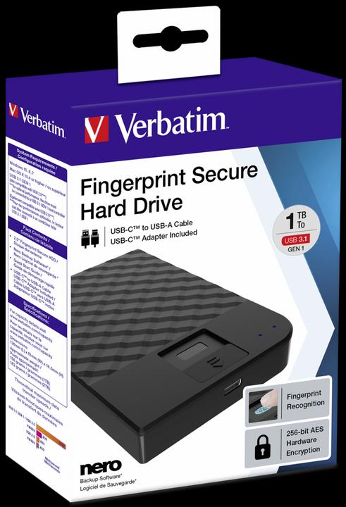 Produktbild Verbatim Fingerprint Secure 1TB USB 3.1 Gen 1 USB-C (1 TB)