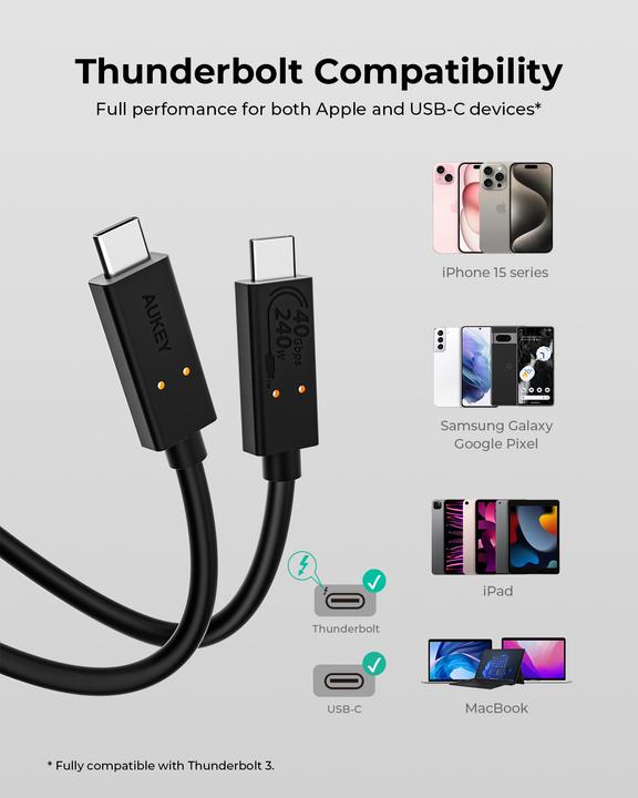 Immagine prodotto Aukey USB C — USB C (0.80 m, USB 4.0)