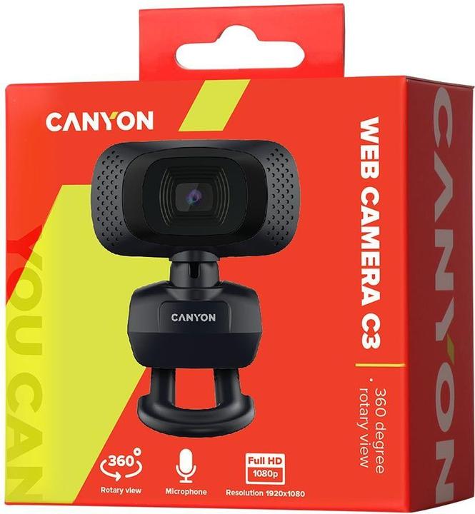 Actual product image Canyon CNE-CWC3N Webcam 2 MP 1980 x 1080 Pixel USB 2.0 Black (2.10 Mpx)