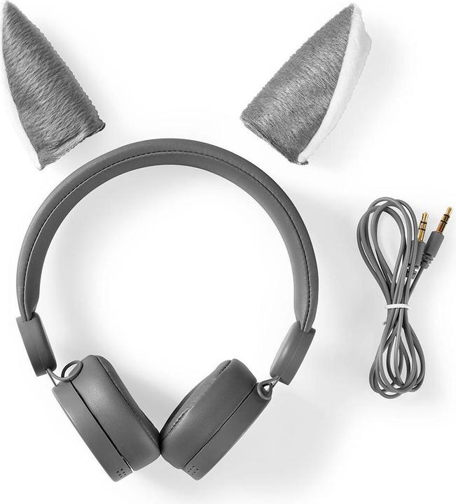 Immagine prodotto Nedis Cuffie on-ear con cavo Cuffie on-ear con cavo da 3,5 mm Lunghezza cavo: 1,20 m 85 dB Grigio Grigio (Cablato)