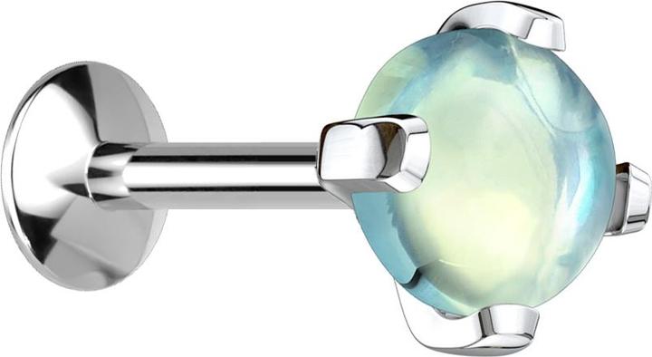 Star Piercing Micro UFO Labret Innengewinde silber Jade Stein (ohne Messing, Mineralisch, Chirurgenstahl 316L)