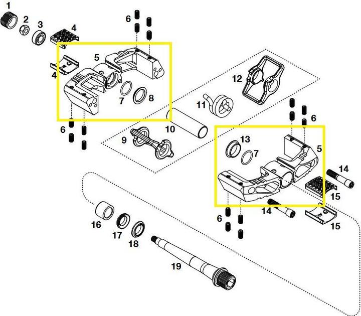 Image du produit Crankbrothers pédale, kit de corps, mallet dh race 11/droit/noir/or