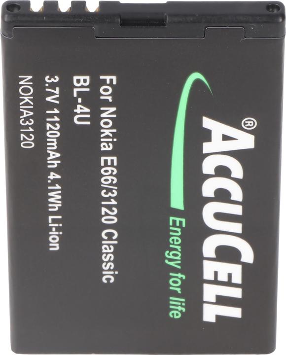 Actual product image AccuCell Battery Nokia BL-4U, BL-4UV, MP-S-V, N4U85T, TB-BL4U
