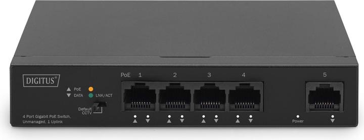 Produktbild Digitus Gigabit Ethernet PoE Switch 4-port PoE + 1-port uplink, 60W PoE Budget (4 Ports)