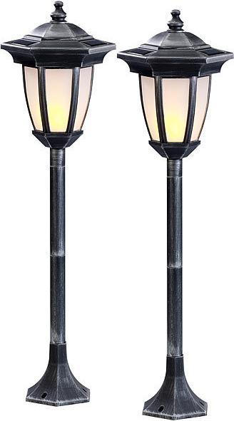Actual product image Lunartec Set of 2 solar LED stand lantern with flame effect (IP44)