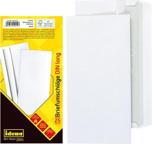 Produktbild Idena BU DL weiss 75g 25er sk o.F. FSC-Mix (DIN lang (11 x 22 cm), 25 x)