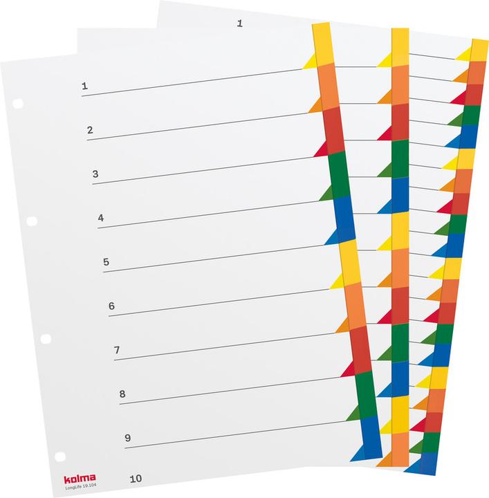 Produktbild Kolma Register A4 superstrong blanko 6-teilig farbig
