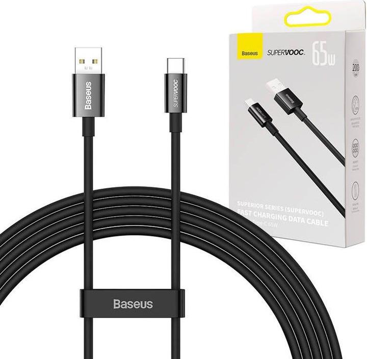 Produktbild Baseus Superior Series (SUPERVOOC) Fast Charging Data Cable USB to Type-C 65W 2m Black (2 m, USB 3.2 Gen 1, 65 W)