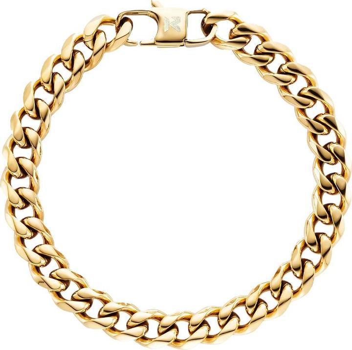 K12 - Gold Cuban Bracelet - 8 mm (23 cm, ohne Messing, Chirurgenstahl 316L)