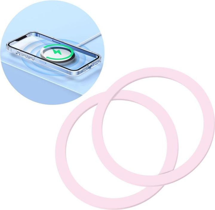 Actual product image Joyroom set of metal magnetic rings for smartphone 2 pcs pink (JR-Mag-M3)