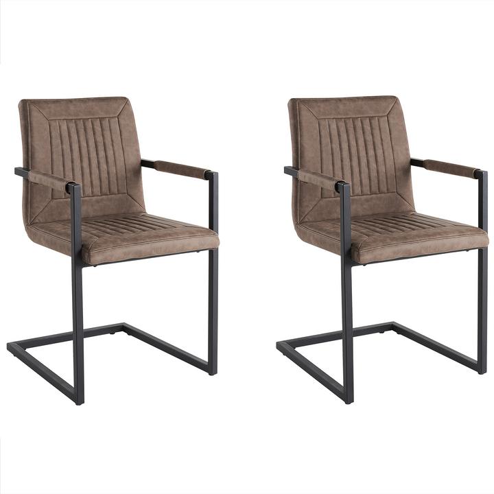 Produktbild Beliani Esszimmerstuhl Kunstleder braun 2er Set BRANDOL