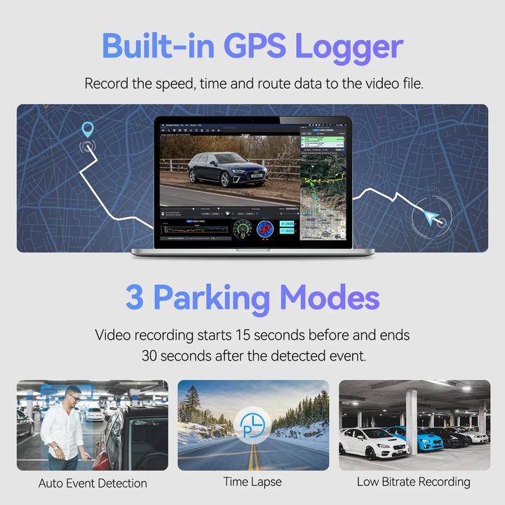 Productafbeelding Viofo A129 Pro 2CH Duo 4K Wifi GPS - Hoogwaardige dashcam voor in de auto (GPS-ontvanger, WiFi, Ingebouwd display, Ingebouwde microfoon, 4K)