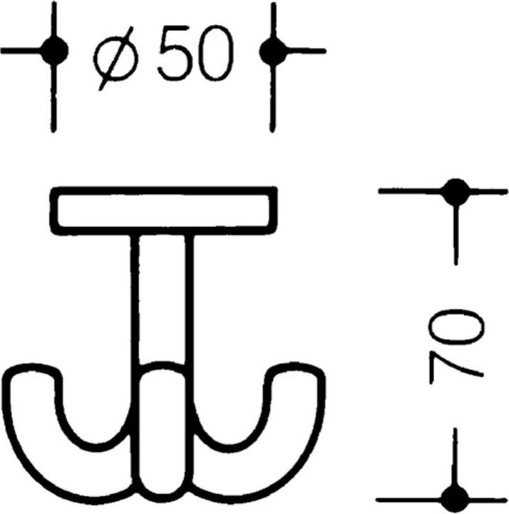 Actual product image Hewi Triple hook 477.90.050 triple A.50mm PA rock grey 95 H.70mm D.50mm
