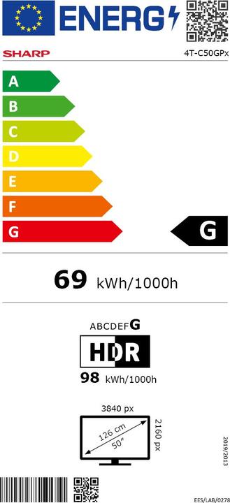Etichetta energetica Sharp 50GP6265E (55")
