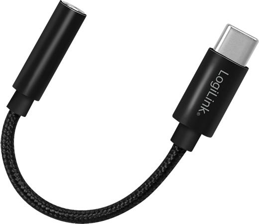 Immagine prodotto LogiLink Cavo da USB-C a 3,5 mm 0,13 m nero (USB tipo C, USB tipo C)