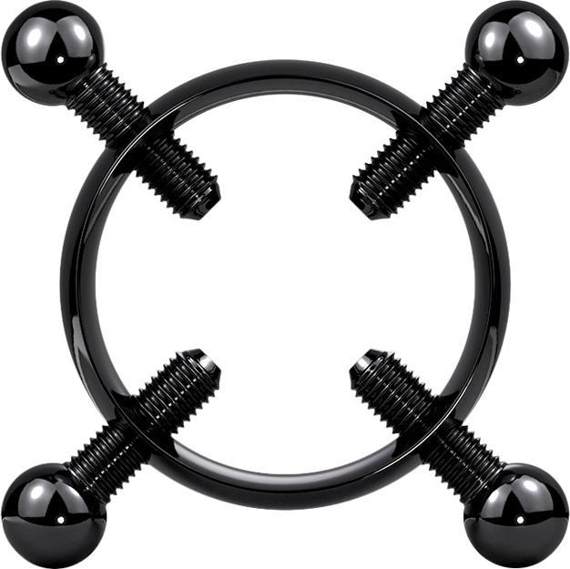 Actual product image Acha Direct Fake Brustwarze schwarz Nippelklemme mit vier Schrauben (Surgical steel 316L)