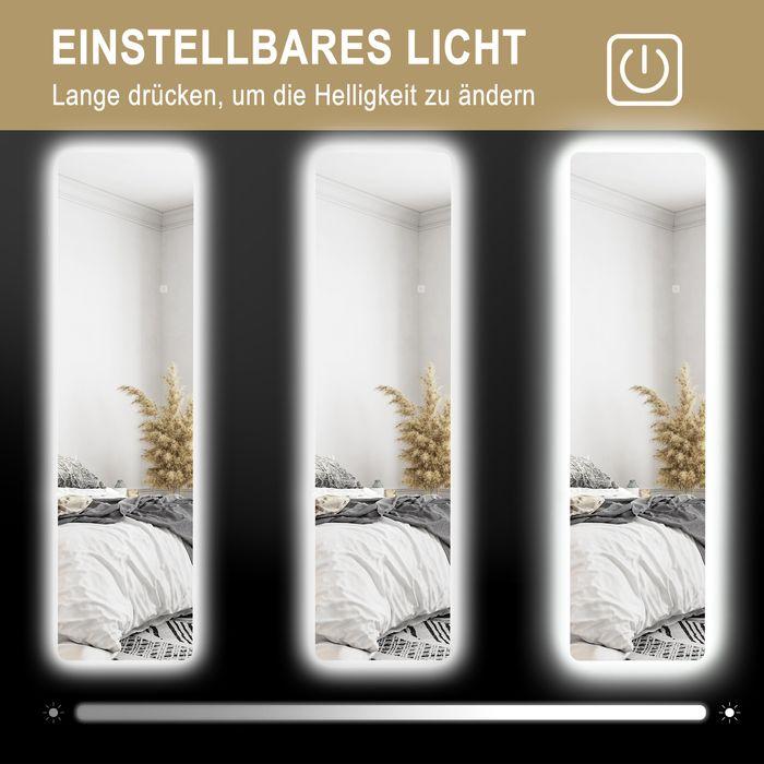 Produktbild Swisshandel24 Ganzkörperspiegel, 150 x 40 cm Standspiegel mit LED-Beleuchtung, Transparent (150 x 40 cm)