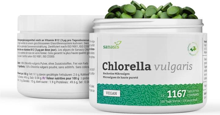 Image du produit Sanasis Chlorella Vulgaris Tablette vegan (350 pièce(s), Cachets, 410 g)