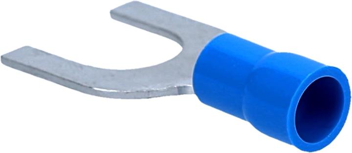 Produktbild Kalitec 10 Stück GKSBU6 Kabelschuhe Gabelkabelschuhe 1,5-2,5mm² I blau teilisoliert I PVC Kragen U6