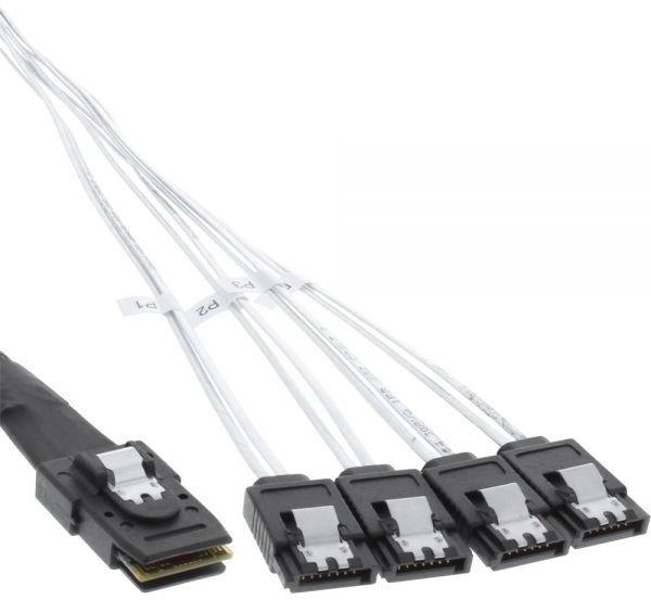 Produktbild InLine SAS-Kabel (OCF), 1x Mini-SAS zu 4x SATA