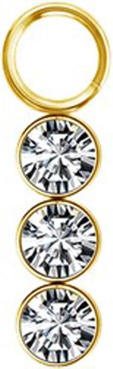 Star Piercing Anhänger vergoldet drei Kristalle silber (ohne Messing, Chirurgenstahl 316L)