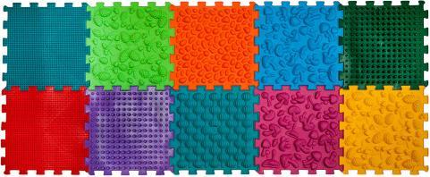 Immagine prodotto Montessori Tappetini ortopedici a struttura sensoriale Puzzle "Mix" 10 elementi con gioco d'avventura nella (26 x 26 cm)