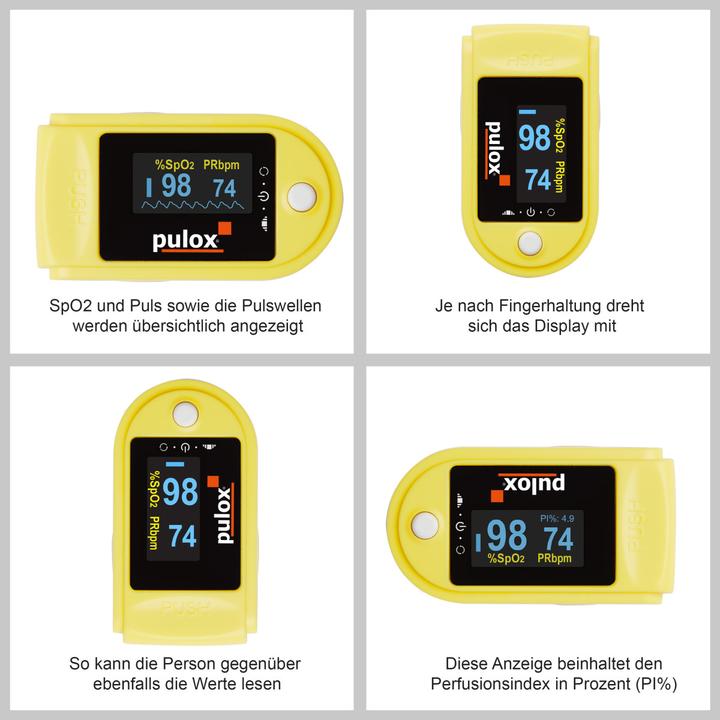 Actual product image Pulox Pulse oximeter PO-200 yellow