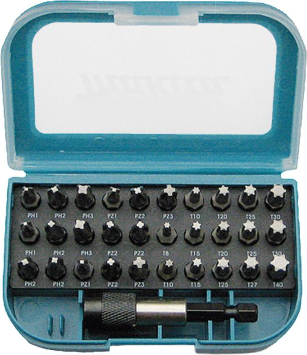 Actual product image Makita P-73374 Set 31 pieces (Hexagon socket TX M10, Hexagon socket TX M15, Hexagon socket TX M20, Cross Phillips PH M1, Cross Phillips PH M2, Hexagon socket TX M25, Hexagon socket TX M27, Hexagon socket TX M40, Cross Pozidriv PZ M1, Cross Pozidriv PZ M2, Cross Pozidriv PZ M3, Hexagon socket TX M30, Hexagon socket TX M8)