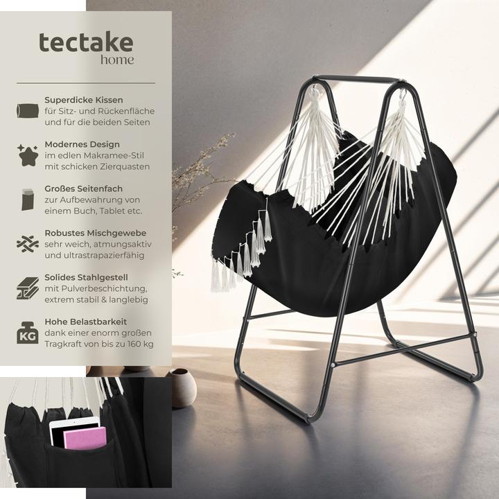 Immagine prodotto tectake Sedia sospesa Alison, stile boho, capacità di carico 160kg (160 kg)