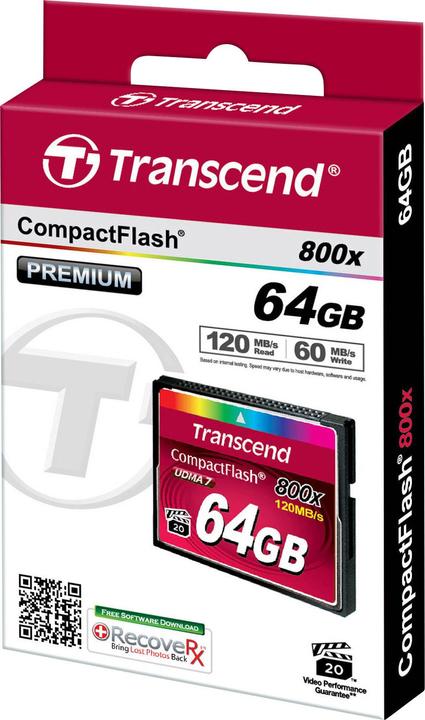 Actual product image Transcend 64GB CF CARD (800X, TYPE I ) (64 GB, CF)