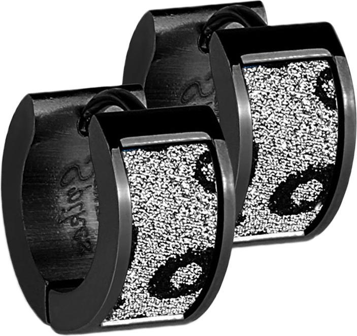 Produktbild Star Piercing Ohrring zum Klappen schwarz mit glitter und Leopardenmuster (ohne Messing, Chirurgenstahl 316L)