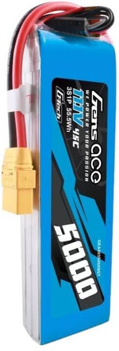 Actual product image Gens Ace G-Tech 5000mAh 11.1V 45C 3S1P lipo battery with XT90 Plug (11.10 V, 5000 mAh)