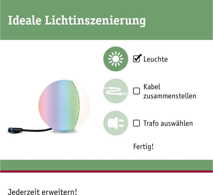 Immagine prodotto Paulmann Luce da giardino Plug & Shine GLOBE RGBW (180 lm, IP65)