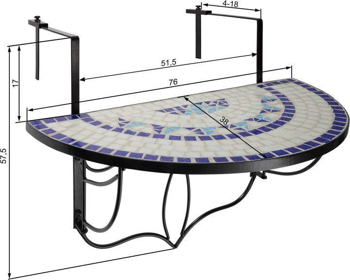 Image du produit tectake Table balcon (76 cm)