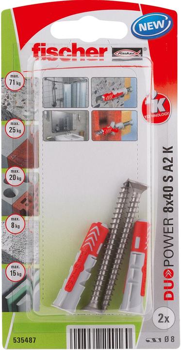 Image du produit Fischer DUOPOWER 8 x 40 y compris vis A2 (2 pcs)