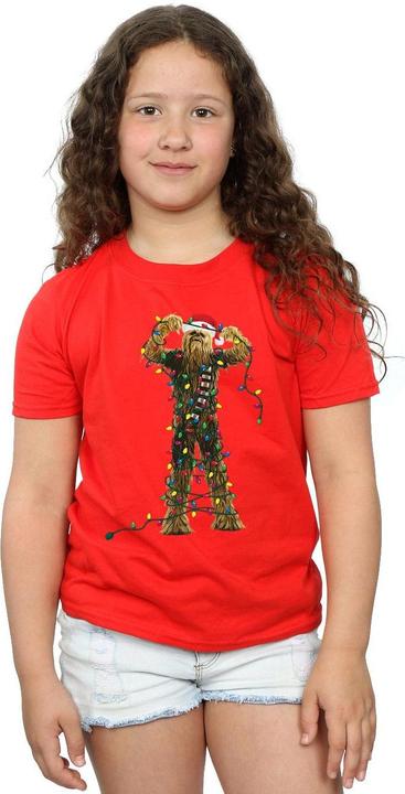 Actual product image Star Wars Girls Chewbacca Christmas Lights Cotton T-Shirt (152, 158)